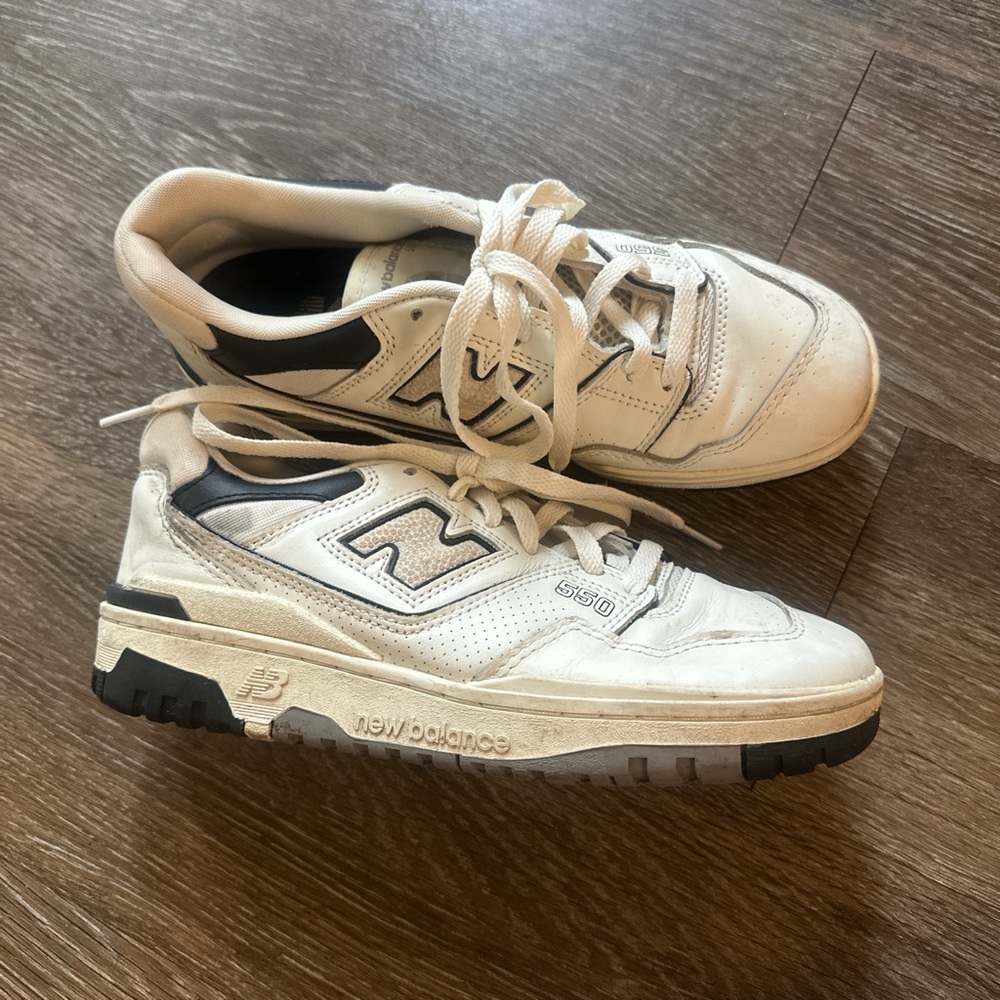 New Balance 550 Off-White and Black Athletic Shoes